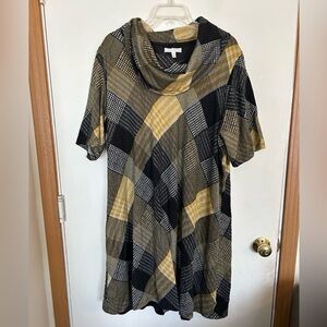 Sandra Darren GwyniecBee cowl neck plaid plus size 3X dress